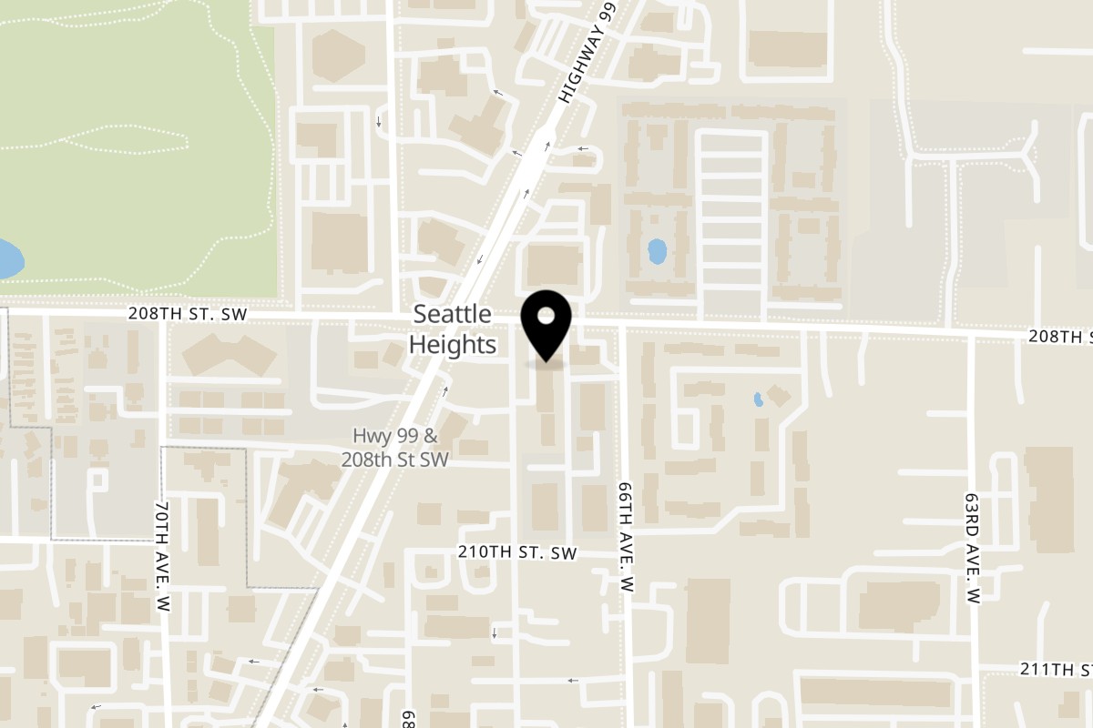 Map showing the location of Donut Factory Lynnwood on 20815 67th Ave W #202 in Lynnwood